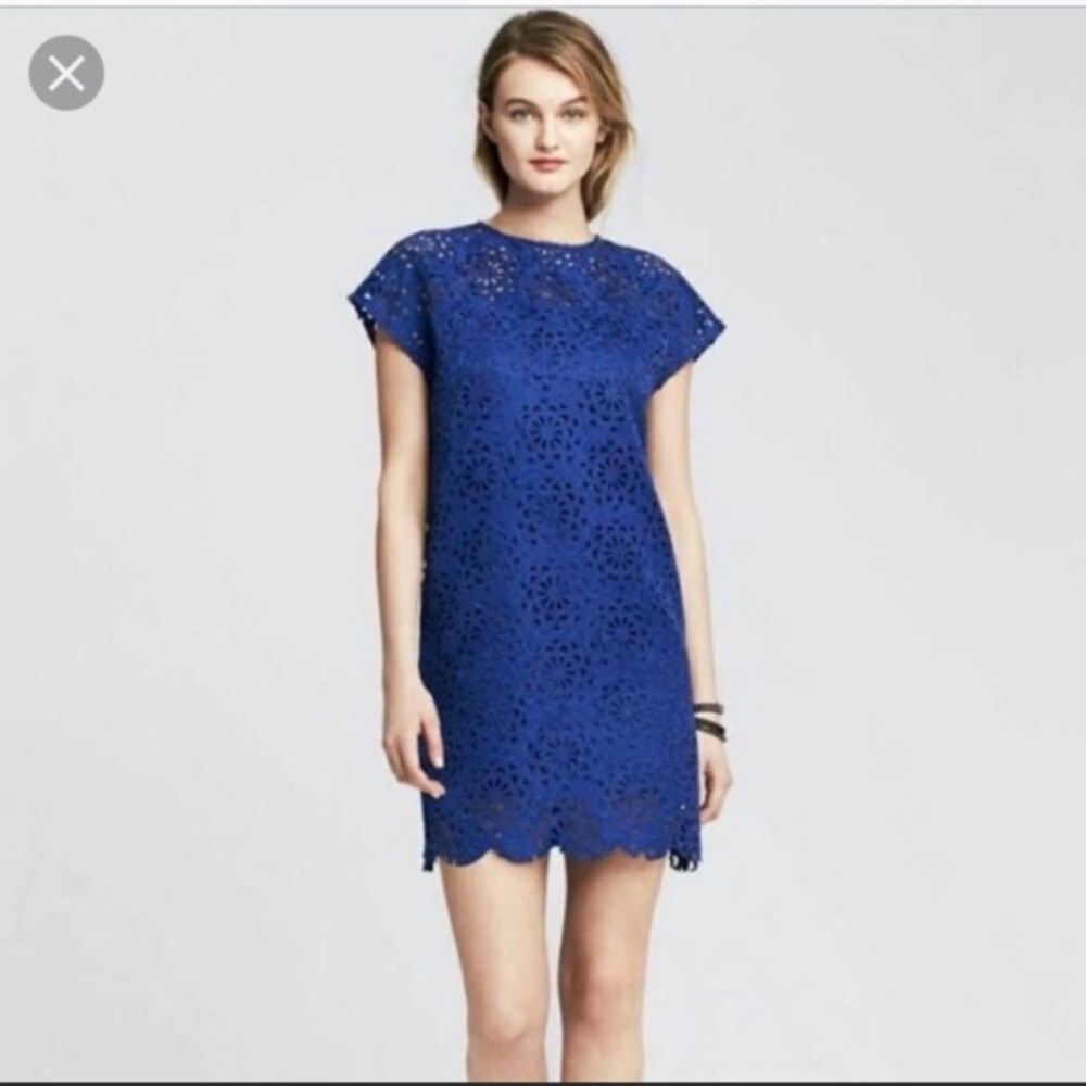 Banana Republic Monogram Royal Blue Shift Dress 2